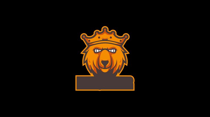 Vector cabeza de oso rey con plantilla de vector abstracto de logo de corona