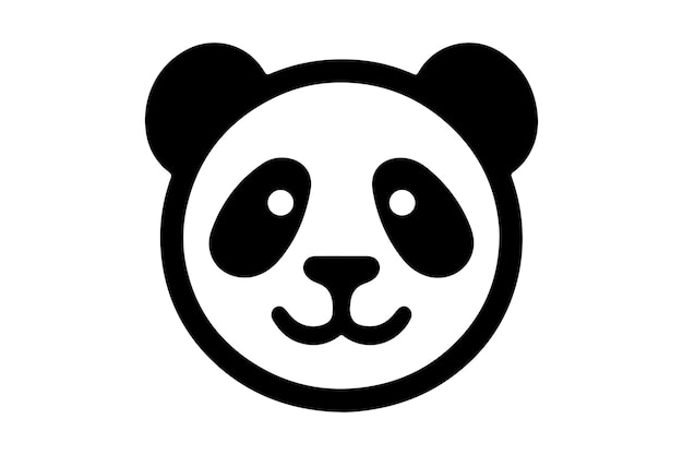 una cabeza de panda negra y blanca con dos ojos