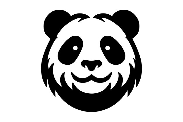 una cabeza de panda negra y blanca con un fondo negro