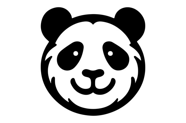 una cabeza de panda negra y blanca con ojos negros y una cara negra y blanca