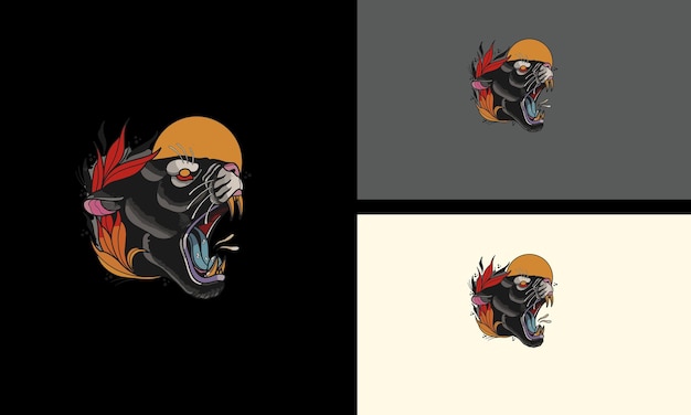 cabeza pantera rugido vector mascota diseño