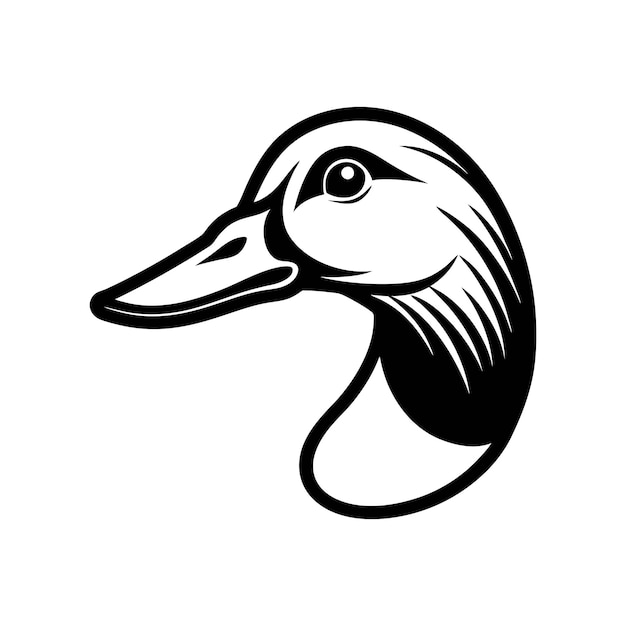 una cabeza de pato con un contorno negro en ella