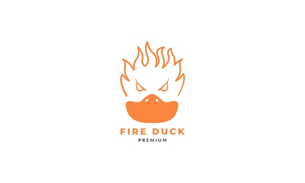 Cabeza de pato con diseño de ilustración de icono de vector de logotipo de fuego