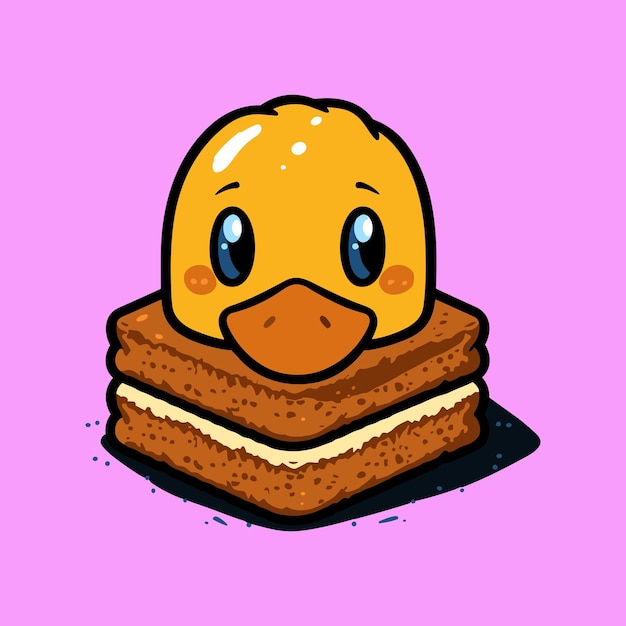 Cabeza de pato en una ilustración de vector de pan