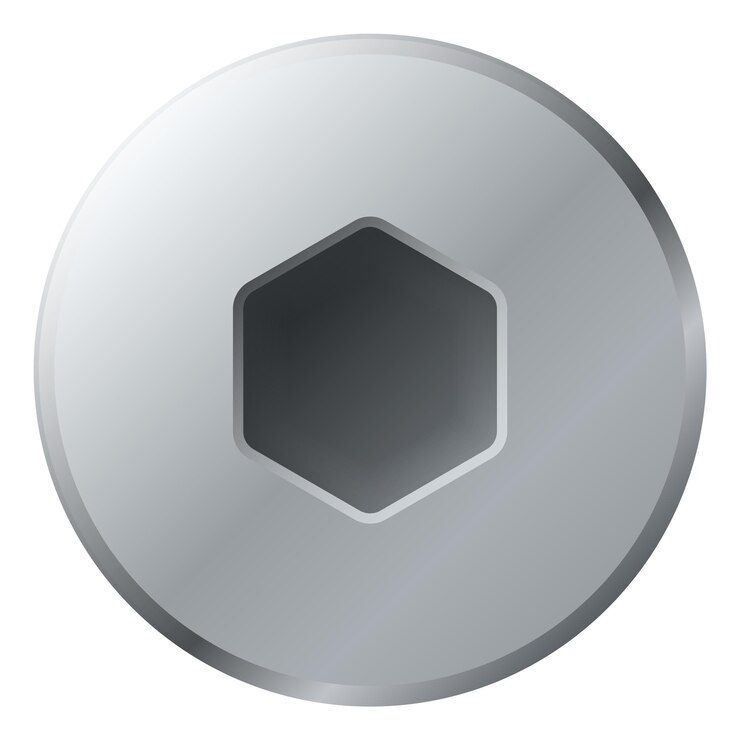 Vector cabeza de perno plateada con casquillo hexagonal interno
