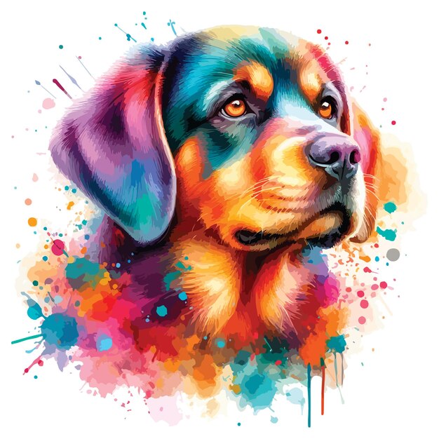 Vector cabeza de perro de acuarela