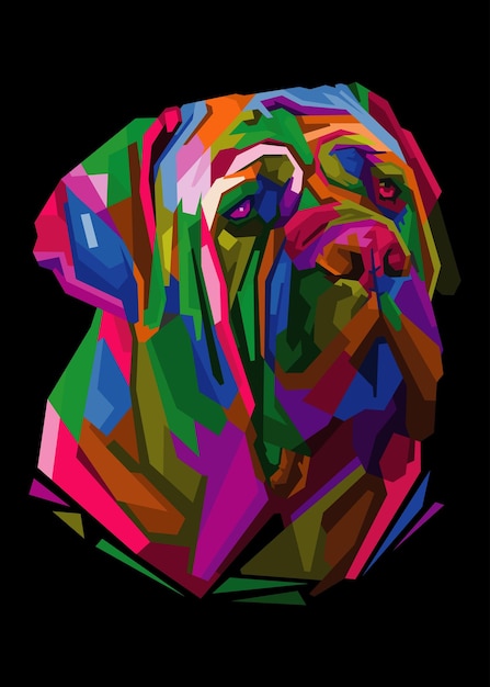 Cabeza de perro colorida con estilo de arte pop aislado fresco estilo WPAP