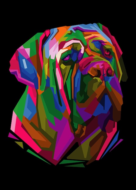 Vector cabeza de perro colorida con estilo de arte pop aislado fresco estilo wpap