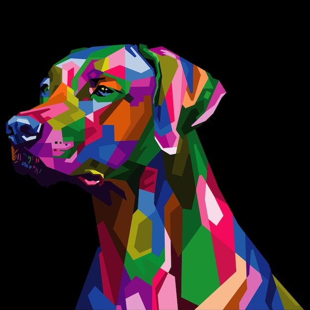 Vector cabeza de perro colorida con estilo de arte pop aislado fresco estilo wpap