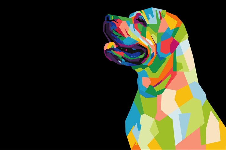 Vector cabeza de perro colorida con estilo de arte pop aislado fresco estilo wpap