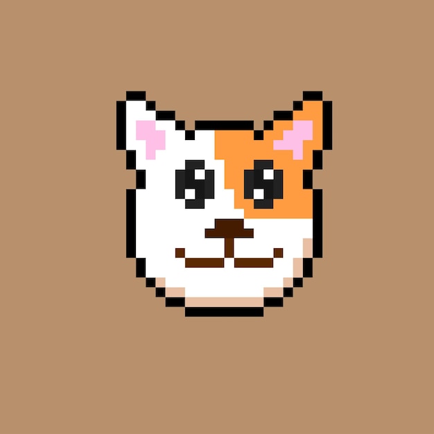 Cabeza de perro con estilo pixel art.