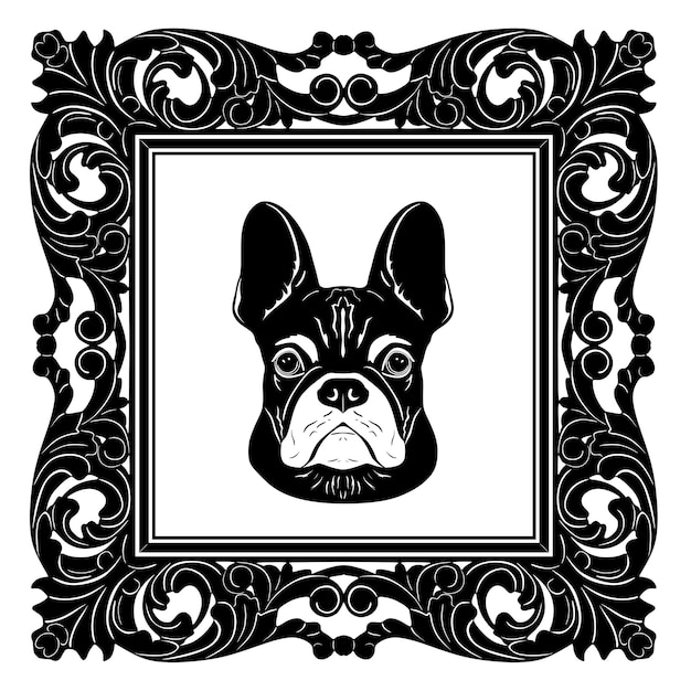 cabeza de perro logo blanco y negro arte hecho a mano silueta modelo 24