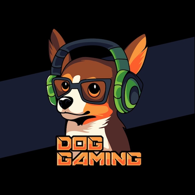 Cabeza perro mascota logo juego vector ilustración