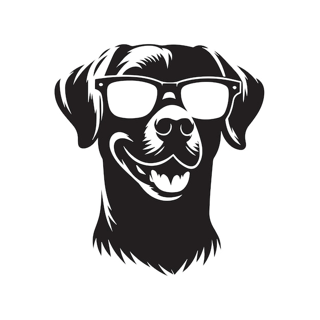 Cabeza de perro con una silueta de gafas de sol ilustración de arte vectorial