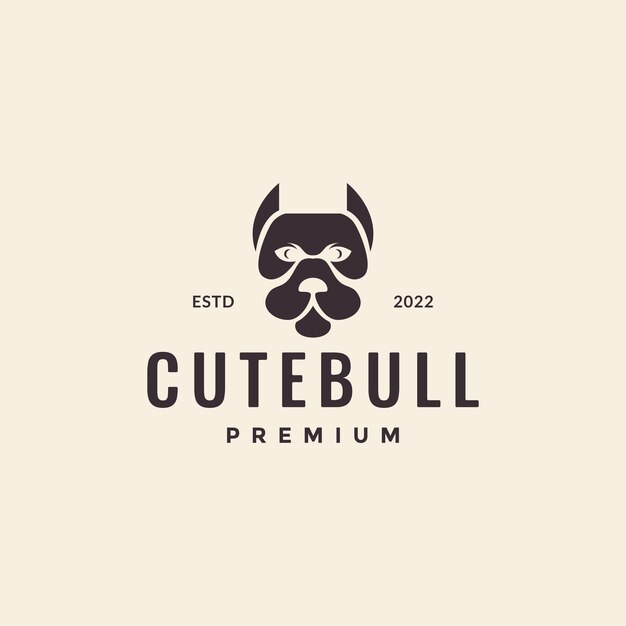 Cabeza perro toro fuerte lindo diseño de logotipo hipster