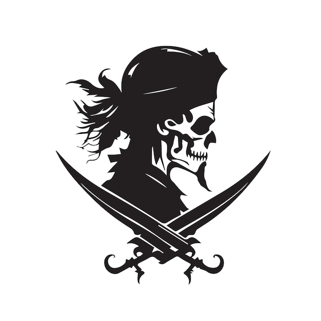 Cabeza de pirata icono moderno mínimo Ilustración de vector simple en blanco y negro de capitán enojado