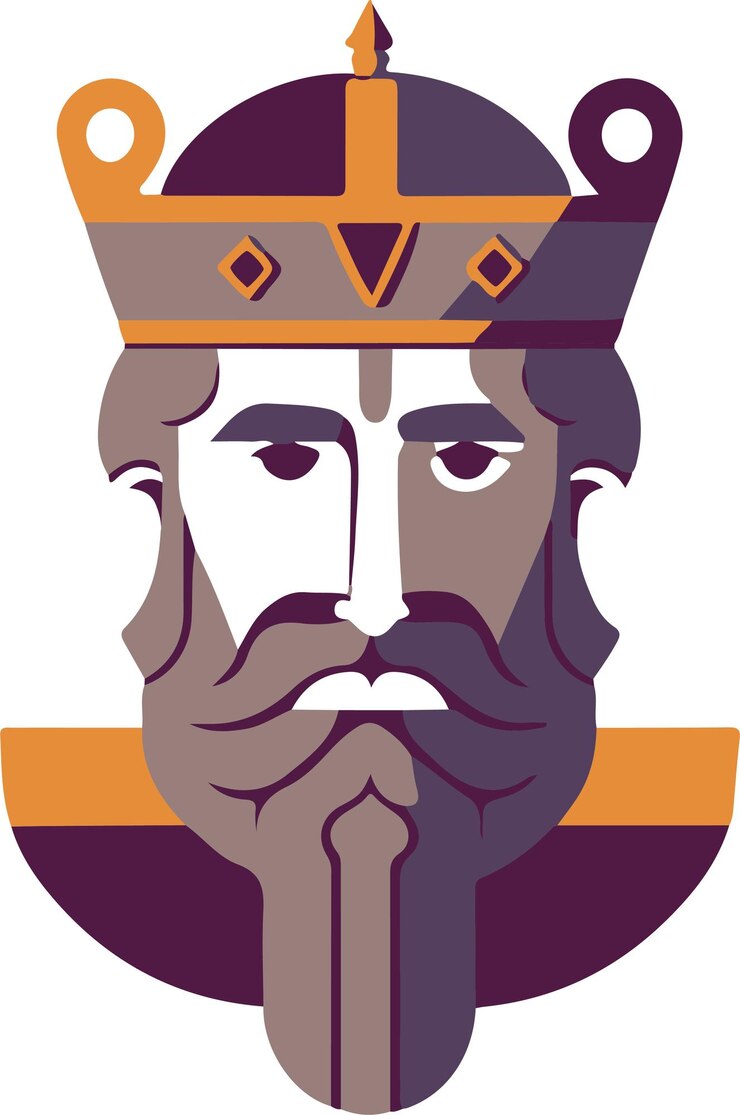 Vector la cabeza de un rey con barba y una corona