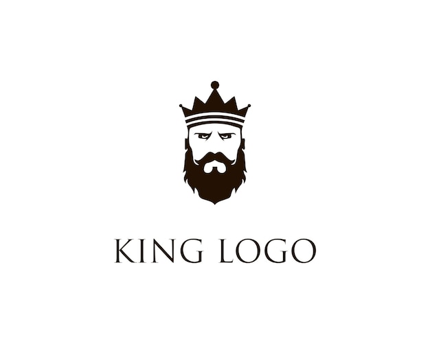 Cabeza de rey con insignia de vector de corona plantilla de diseño de logotipo