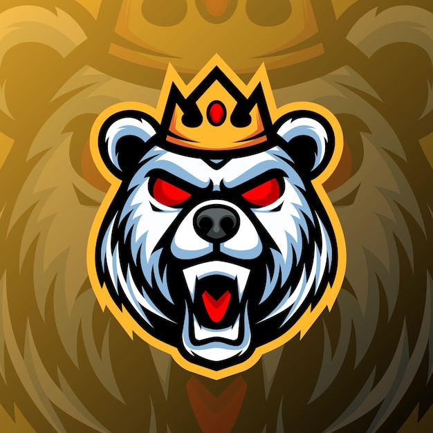 una cabeza de un rey oso polar con ojos rojos
