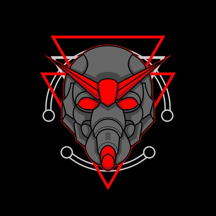 Vector cabeza de robot 005 con geometría sagrada