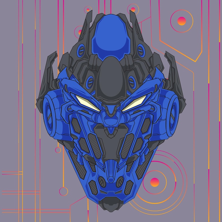 Vector cabeza de robot con ilustración sólida