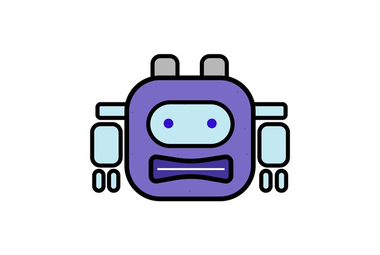 Vector cabeza de robot inteligencia artificial bot ilustraciones comunicación carácter prediseñada