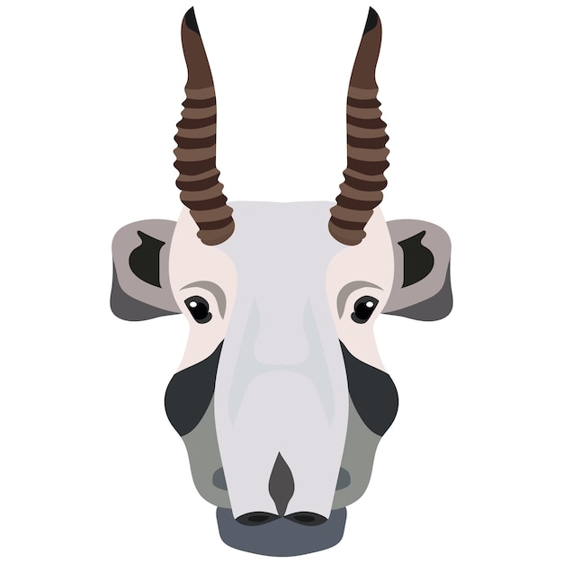 Cabeza de saiga Retrato de animal de ganado salvaje aislado en un fondo blanco Elemento de diseño para logotipo cartel tarjeta banner emblema camiseta Ilustración vectorial