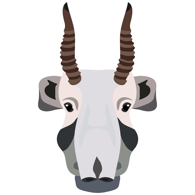 Cabeza de saiga Retrato de animal de ganado salvaje aislado en un fondo blanco Elemento de diseño para logotipo cartel tarjeta banner emblema camiseta Ilustración vectorial