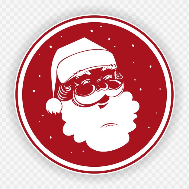 Cabeza de Santa Claus blanca en un marco rojo redondo