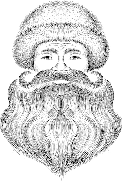 Cabeza de Santa Claus con ilustración de dibujo de barba