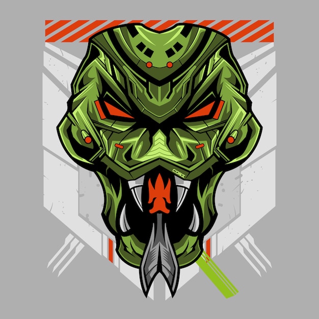 Cabeza de serpiente mecha robot ilustración