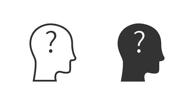 Cabeza con signo de interrogación Ilustración vectorial plana
