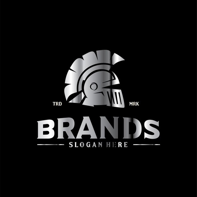 Cabeza soldado romano Logo diseño vector stock