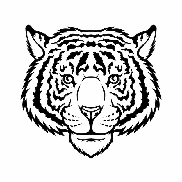 Vector cabeza de tigre aislado en blanco