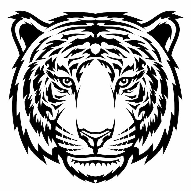 Vector cabeza de tigre aislado en blanco