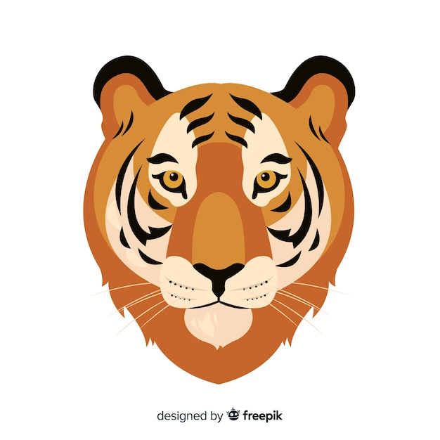 Cabeza de tigre en diseño plano