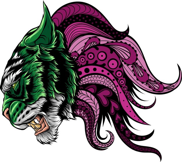cabeza de tigre en estilo detallado