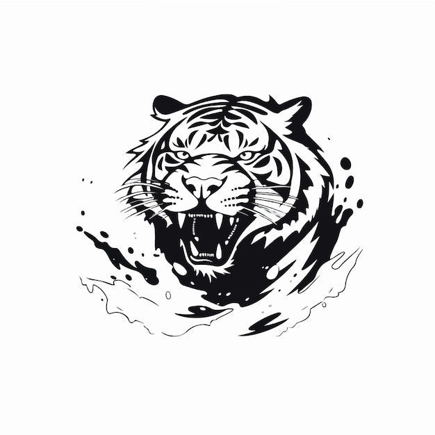 Vector cabeza de tigre con estilo rugido ilustración abstracta diseño vectorial de arte