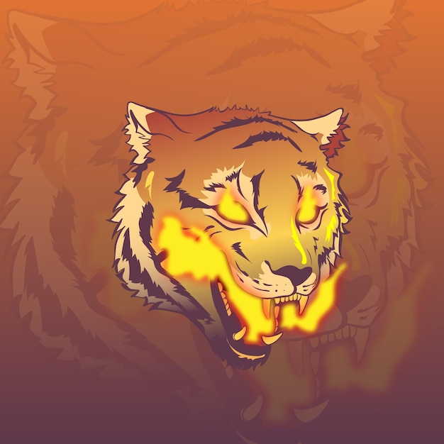 Cabeza de tigre fuerte agresivo colorido vector