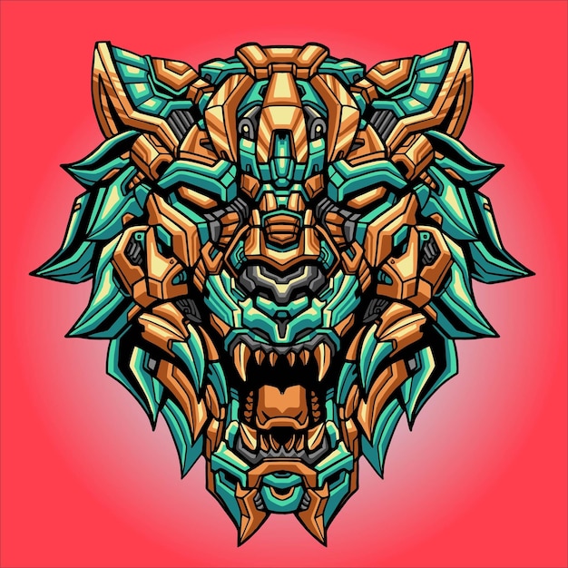 Vector cabeza de tigre mecha enojado