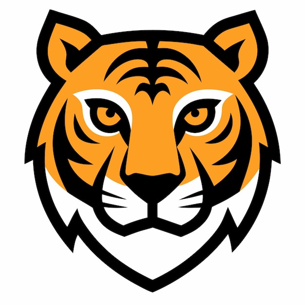 una cabeza de tigre naranja con un fondo blanco