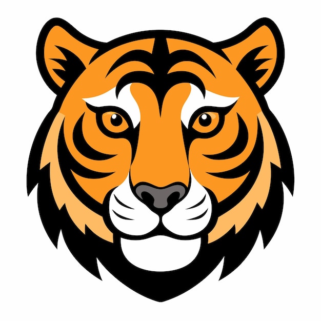 una cabeza de tigre naranja con una franja negra en ella
