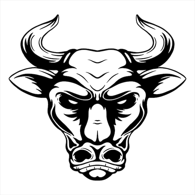 cabeza de toro con estilo de dibujo o dibujo a mano