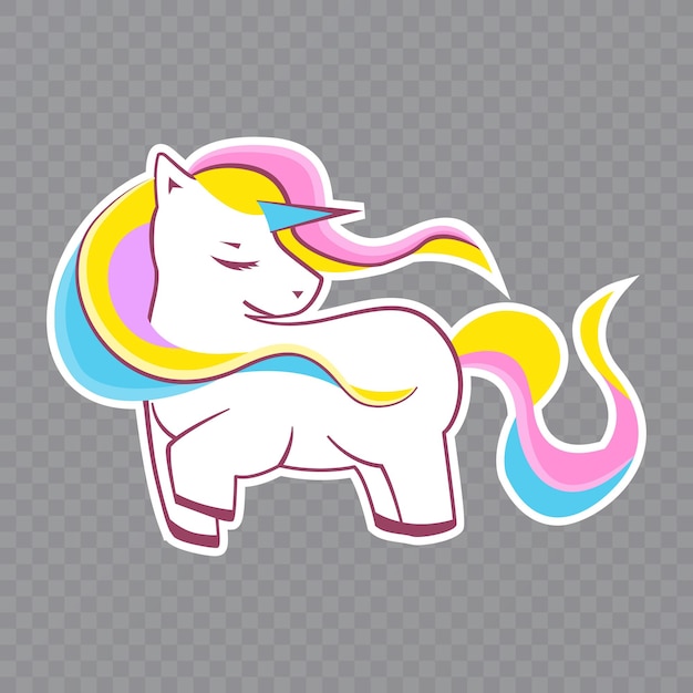 Cabeza de unicornio blanco con melena y cuerno Unicornio sobre fondo transparente Formato vectorial