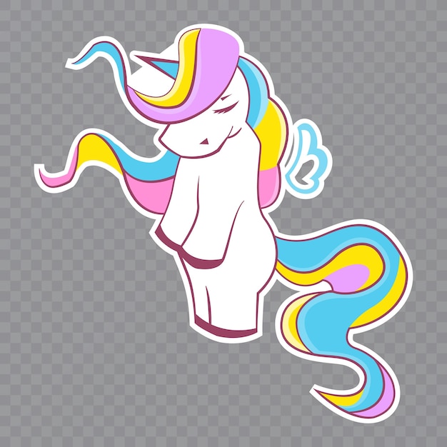 Cabeza de unicornio blanco con melena y cuerno Unicornio sobre fondo transparente Formato vectorial