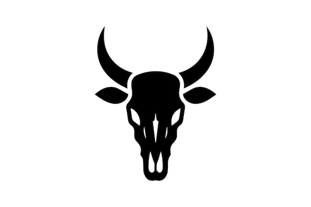 cabeza de vaca cráneo vector clip art ilustración de silueta en fondo blanco