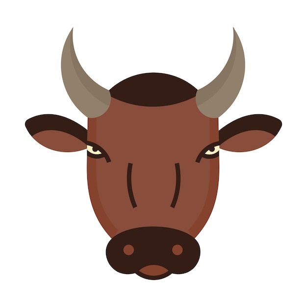 Vector cabeza de vaca en diseño plano