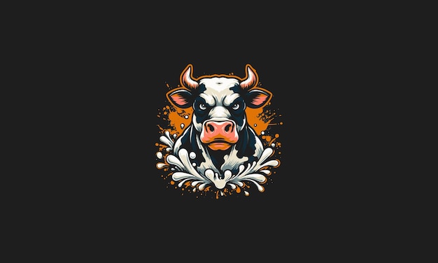 Vector cabeza de vaca enojada con salpicaduras diseño de obras de arte vectorial de fondo