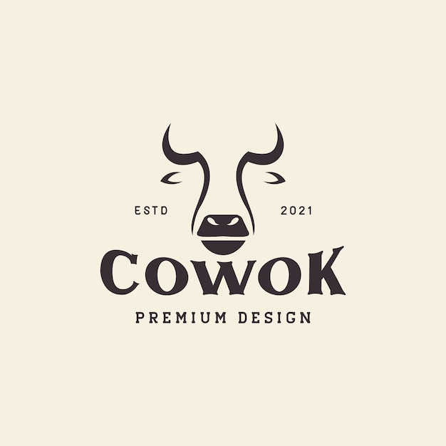 Cabeza vaca vintage simple logotipo símbolo icono vector gráfico diseño ilustración idea creativa