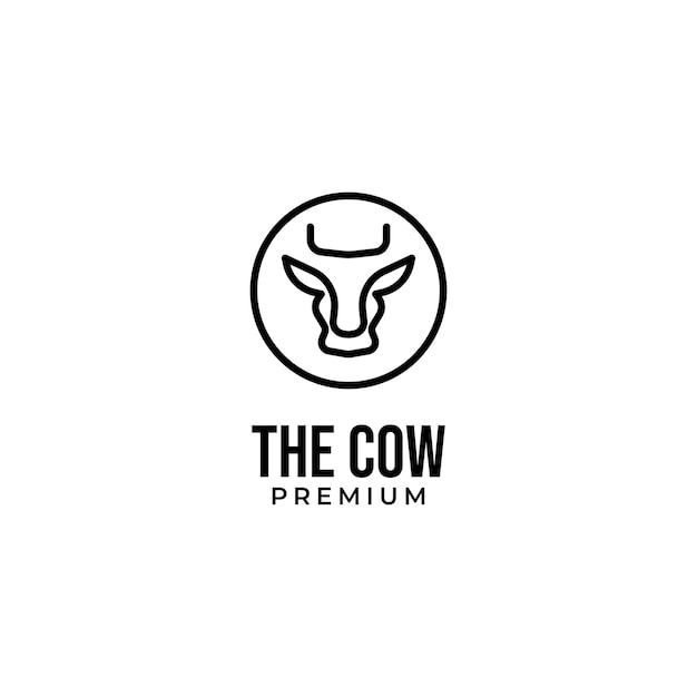 Cabeza de vector de una vaca en un concepto de diseño de logotipo de círculo para la cría de ganado lechero de carne y alimentos